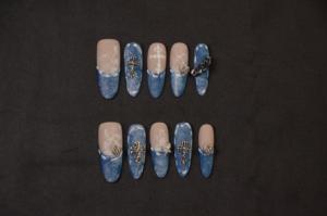 Lujo hecho a mano medio LongSquare almendra diseño Gel prensa <span class=keywords><strong>uñas</strong></span> 3D manicura artificial dedos - Product Image 6