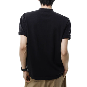 Wholesale Custom Logo Men Textured Henley T-<b>Shirt</b> 3 <b>Button</b> <b>Half</b> Placket Solid Color Short Sleeve Loose Fit Basic Casual Tees - Product Image 2