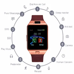 Amazon Touch Screen Fitness Tracker Reloj Montre Intelligente Met Sim Kaart Voor Mannen Camera Bluetooth Polshorloge Dz09 Smart Watch