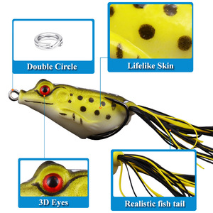 Señuelo de pesca artificial suave para rana, cebo de superficie para lubina, verde, negro, amarillo, rojo, naranja, 6 colores XY-552 - Product Image 3