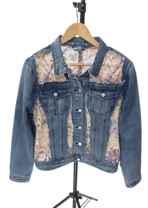 Giacca Vintage Y2K Streetwear da <span class=keywords><strong>donna</strong></span> in Denim lavato con pizzo <span class=keywords><strong>a</strong></span> <span class=keywords><strong>fiori</strong></span> dolci Prendas De Vestir da <span class=keywords><strong>donna</strong></span> - Product Image 3