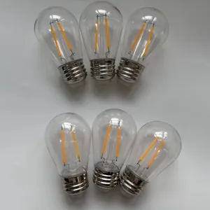 Amber Plastic S14 2W Vintage LED Filament Bulb Edison ST45 Globe Light bulbs 2200K Dimmable Perfect for patio string lights