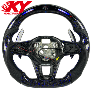 Volante deportivo LED RPM personalizado de fibra de carbono forjada azul con cuero para Volkswagen MK8 8.5 Golf 8 GTI R ID3 ID4 2020-2026 - Product Image 1