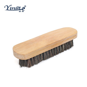 Yinste Horsehair <b>Shoe</b> Brush Beech Wood Solid Wood Cleaning Brush For Leather <b>Shoe</b> Care Polishing <b>Soft</b> Bristle - Product Image 1
