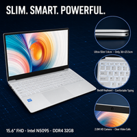 Ordinateur portable économique S15 15,6 pouces IPS FHD 1920x1080 Intel Celeron N5095 4 cœurs DDR4 32 Go M.2 2 To 5000 mAh Windows 11 Business