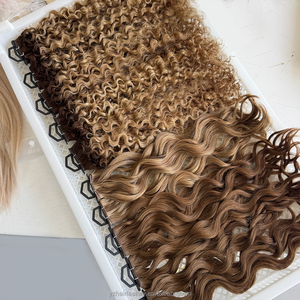 Extensions de cheveux Genius Weft en gros d'usine, 100% naturelles, alignées sur les cuticules, double épaisseur, cheveux humains russes, peuvent être coupés - Product Image 2