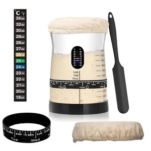 Hot Selling Sourdough Starter Kit with Glass <b>Jar</b> Lid Thermometer Silicone Scraper Cloth Cover-<b>for</b> Bread Baking - Product Image 5