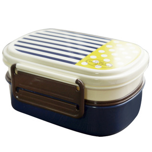 Striped Plastic <b>Lunch</b> <b>Box</b> 2 Layer With Cutlery For Children Rectangle Microwave Safe - Product Image 4