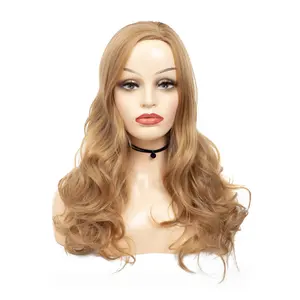 Venta al por mayor Mengyun pelo 65cm largo cuerpo onda peluca miel Rubio ondulado pelucas de pelo sintético para mujer