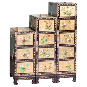 Élégant <span class=keywords><strong>petit</strong></span> meuble <span class=keywords><strong>haut</strong></span> en bois massif américain peinture feuille d'or meubles de salon avec commode et buffet - Product Image 5