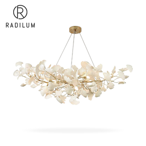 <span class=keywords><strong>Lustre</strong></span> Gingko B de grande taille pour salle à manger salon métal céramique feuille Led haut de gamme vente en gros - Product Image 1