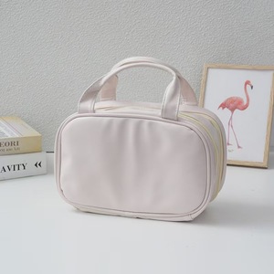 Nouvelle trousse de maquillage imperméable en PU double couche, couleur bonbon, pour les courts séjours, grande capacité, indispensable pour les voyages - Product Image 1