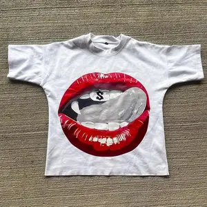 Custom printing cropped mens tshirt logo custom round hem tshirts