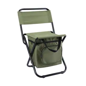 Silla plegable de pesca para acampar al aire libre, taburete portátil enfriador de hielo, respaldo, mesa, mochila, asiento, Camping, senderismo, Picnic, silla de Pesca