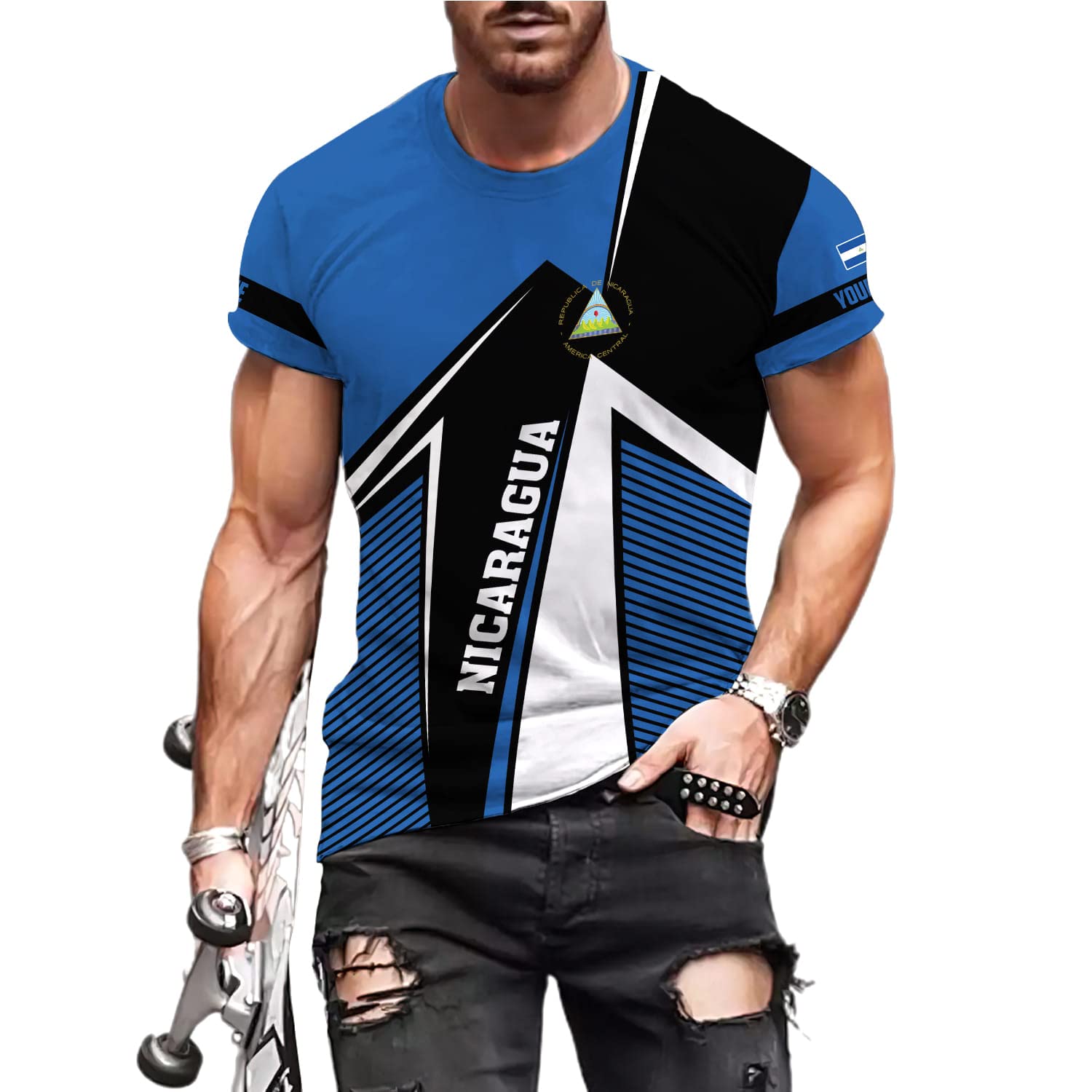 Black and white and blue