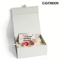 Boîte cadeau de luxe en carton mat beige gris avec fermeture magnétique pliable, recyclable, pour bijoux, chaussettes, emballage