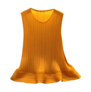 Hong Kong lotus leaf flap moda senza maniche gilet top + gonna a pieghe alla moda set due pezzi - Product Image 6