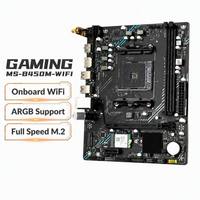 Carte mère B450M-WIFI, socket AM4, DDR4, double canal, WiFi intégré, prise en charge ARGB, M.2 pleine vitesse, Micro ATX, carte mère pour jeux PC