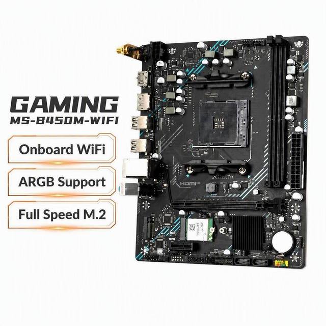 B450M-WIFI Motherboard Socket AM4 DDR4 Dual Channel Onboard WiFi ARGB Support Full Speed M.2 Micro ATX PC Gaming Motherboard
