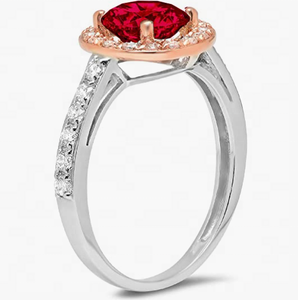 Anelli di fidanzamento naturali originali per peridoto personalizzato 14k bianco e rosa rosa con taglio rotondo Halo - Product Image 4