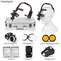 Lampe frontale LED médicale et dentaire 2,5X 3,5X pour dentiste, loupes chirurgicales dentaires, éclairage frontal lumineux et clair