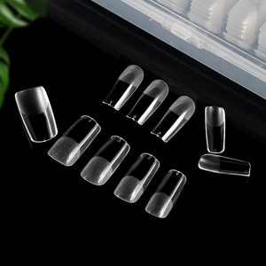 500 faux ongles carrés blancs moyens, transparents, à couverture complète, pour extension d'ongles, manucure professionnelle, à presser, pour salon - Product Image 1