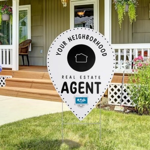 Support de carte de visite en acrylique transparent pour agents immobiliers et piquet de jardin en métal pour carte de quartier d'agent immobilier - Product Image 1