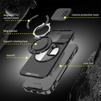 Protecteur de caméra de luxe Pousser Fenêtre Armure Forte Protection Magntic Support De Voiture Téléphone Cas Pour iPhone 16 14 13 12 11 pro max