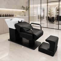 Lit de lavage spa inclinable, unité de lavage de cheveux pour salon, station de lavage des cheveux, noir capitonné, équipement de salon et spa, vente en gros directe d'usine
