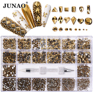 Junao ชุดพลอยเทียมทรงกริด21ช่องสำหรับทำเล็บแบบเรียบมีหลายขนาดให้เลือก - Product Image 5