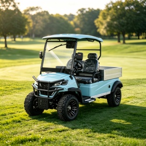 Voiturette de golf électrique tout-terrain 2 places avec boîte de chargement en aluminium, moteur AC 60V 3,5 kW, batterie au plomb-acide, autonomie de 100 km, voiturette de golf utilitaire - Product Image 2