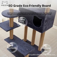 Arbre à chat de luxe 5 niveaux en bois et lin avec condo fermé, poteaux à gratter, baldaquin d'observation, gain de place, écologique, durable et facile à assembler