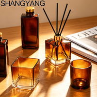 Diffuseur de parfum en verre brun carré de luxe SY 150 ml avec bouchon à vis, options d'impression sérigraphique, origine Jiangsu