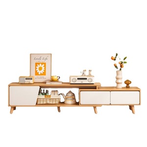 Combinaison simple et moderne de meuble TV et de table basse pour petits appartements en bois MDF télescopique de style nordique pour le salon - Product Image 5