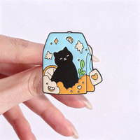 Broche en émail style sachet de thé, motif chat, adorable animal félin, badge en métal pour veste, sac à dos, sac, ornement, accessoire de mode