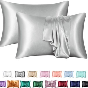 Los fabricantes suministran fundas de almohada de seda satinada lisas tejidas transfronterizas para el hogar ropa de cama patrón sólido para <span class=keywords><strong>Amazon</strong></span> Aliexpress - Product Image 1