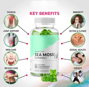Gummie di muschio di mare a basso contenuto di zucchero Biocaro con Bladderwrack e integratore di radici di Burdock per tiroide, energia, supporto immunitario - Product Image 2