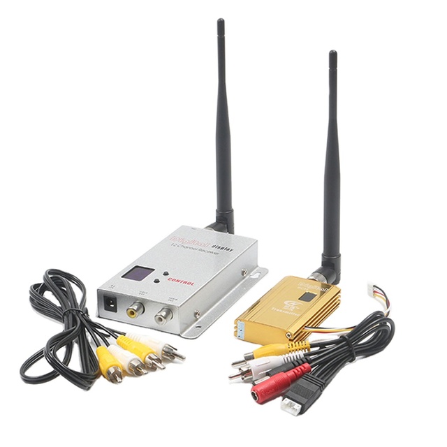 FPV 1.2Ghz 1.5W Wireless Audio Video Transmitter Receiver Digital Display 1500mW 8CH Transmitter 12CH Receiver DC