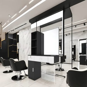 Mueble de Madera Moderno para Salón de Belleza Masculino, Estación de Espejos para Barbería, Exhibidor para Tienda de Peluquería - Product Image 5
