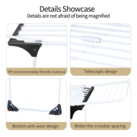 Porte-serviettes et vêtements pliable autoportant de style aile avec barres de suspension, gain de place pour la maison et la chambre
