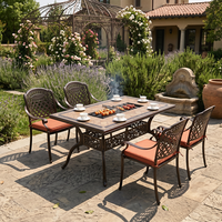 Table de barbecue multifonctionnelle en aluminium moulé pour l'extérieur, avec chaises, construction en alliage céramique, étanche, pour cour.