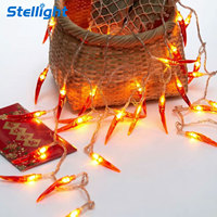 Guirlande lumineuse LED rechargeable à piles Stellight, rouge piment, en cuivre, IP44, CRI90, commande par bouton, longueur 1,5 m, décoration