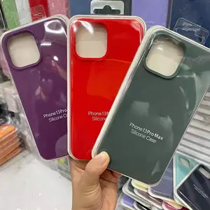 Casing ponsel silikon cair dengan kotak ritel, LOGO resmi untuk Apple iPhone X XR XS 11 12 13 14 Plus Mini 15 15Pro penutup telepon