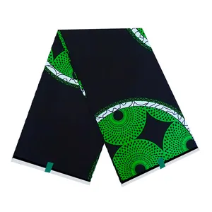 V1377 Noir grand design vertiable véritable tissu africain imprimé à la cire coton gros ankara tissu d'impression africaine