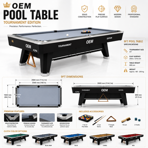 Luxury Tournament American <b>Pool</b> <b>Table</b> Solid Plywood Real Leather Pockets System Slate Bed Home OEM ODM Factory Direct Service - Product Image 4