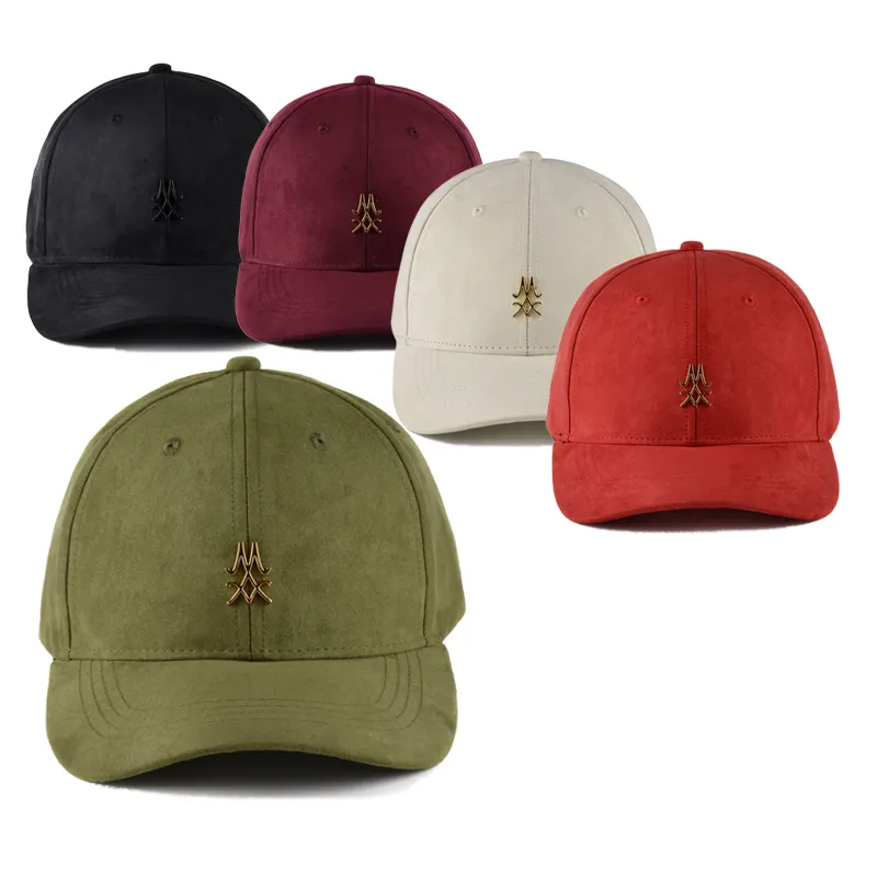 Fashion Accessories Customized wholesale 6 panel custom embroidery logo suede baseball cap