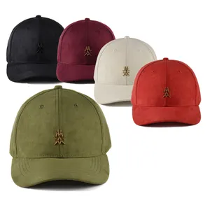 Accessoires de mode, vente en gros, casquette de baseball en daim avec logo brodé personnalisé à 6 panneaux