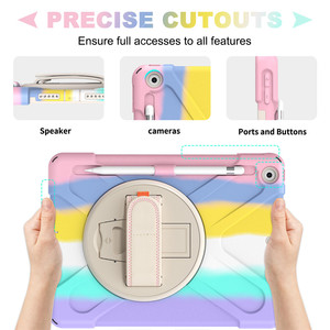 Funda de silicona para tableta de arcoíris para niños con correa de mano ajustable, soporte para lápiz, correa para el hombro para iPad 10,2 2021 - Product Image 4
