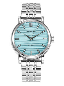 Relojes de pulsera finos de acero inoxidable dorado y plateado de lujo, relojes automáticos impermeables con movimiento mecánico - Product Image 3