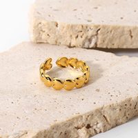 Bague en acier inoxydable plaqué or 18 carats, anneau en trois dimensions, pois d'amour, anneau ouvert pour femme